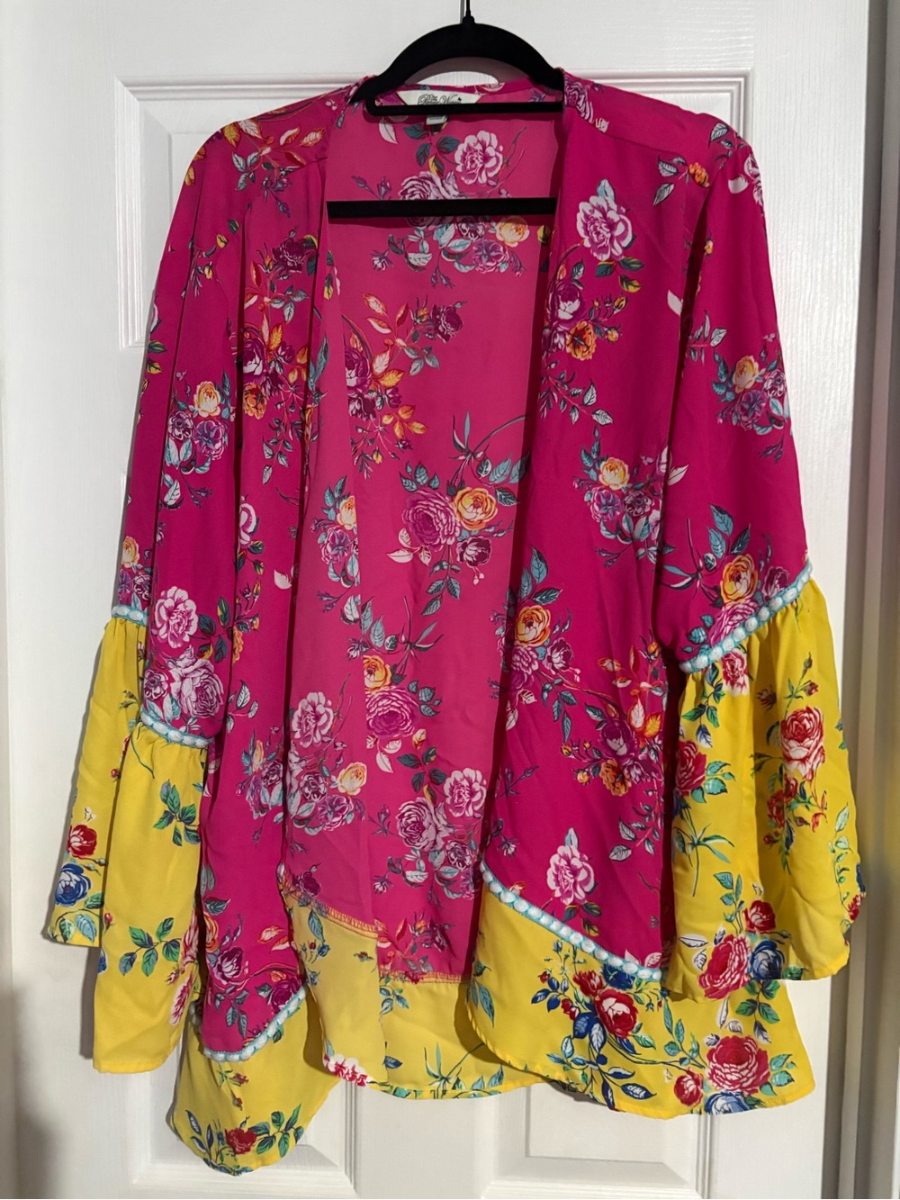 The Pioneer Woman Fuchsia & Yellow Floral Open-Front Kimono